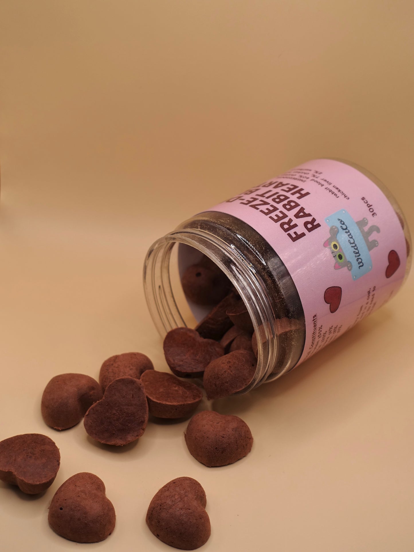 Freeze dried rabbit blood hearts