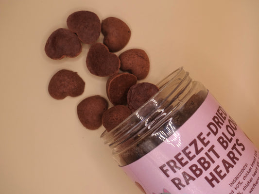 Freeze dried rabbit blood hearts