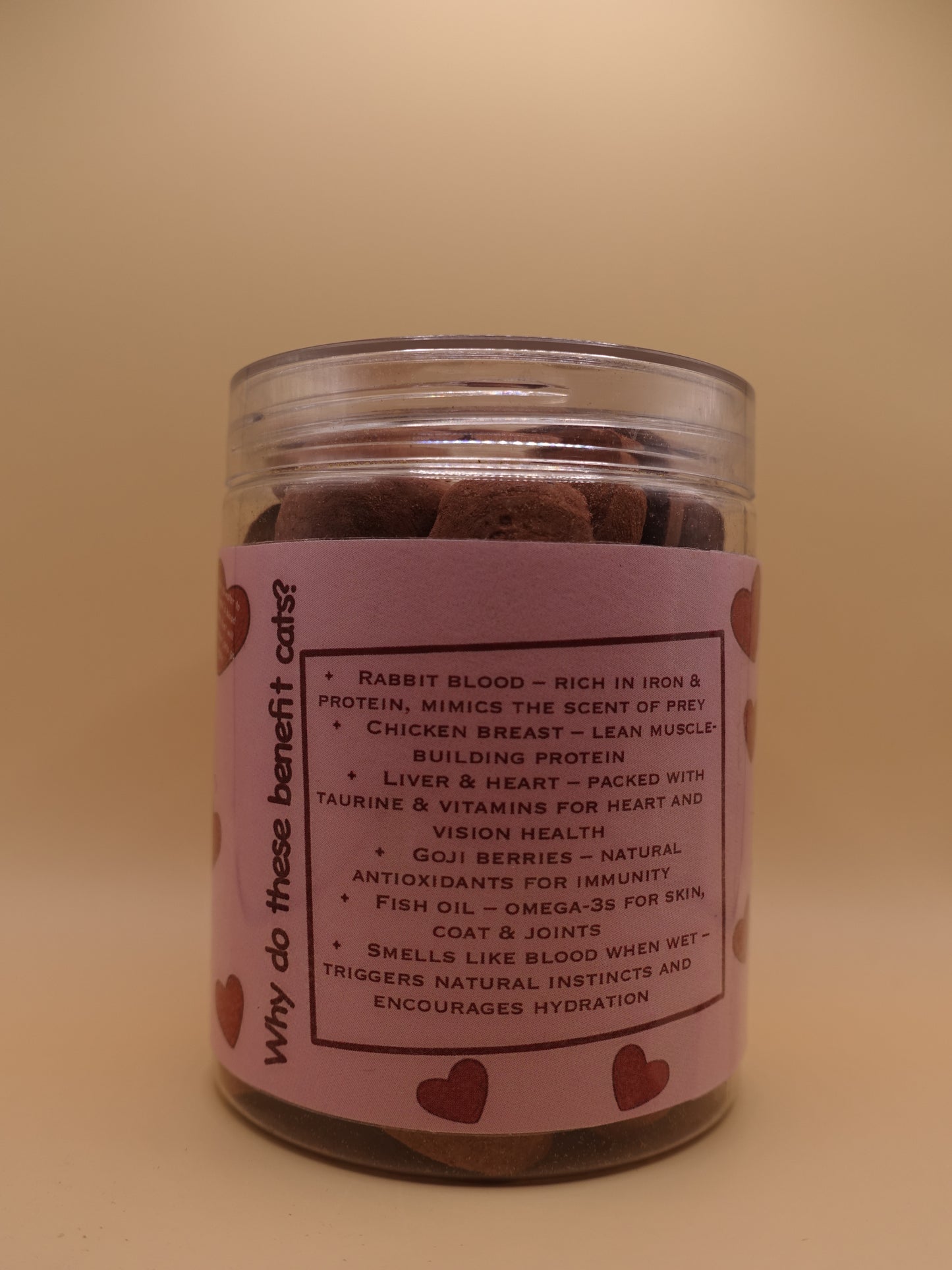 Freeze dried rabbit blood hearts